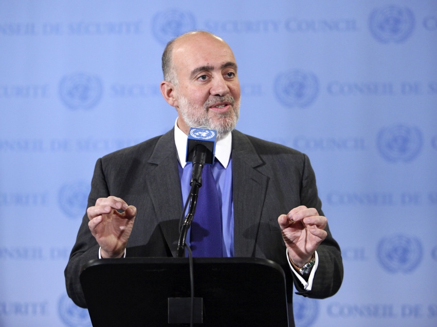 Israel Ambassador Ron Prosor at United Nations Security Council stakeout